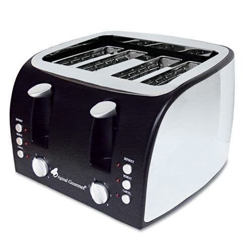 4-Slice Multi-Function Toaster with Adjustable Slot Width, Black/Stainless Steel