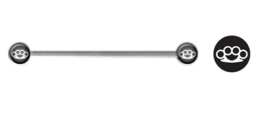 34 mm x 1.6 mm Emo Knuckle Duster Black Cartilage Scaffold Industrial Bar Earring Barbell - Surgical Steel