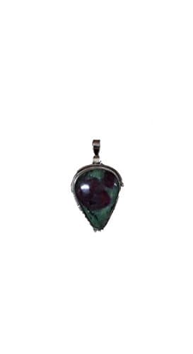 Rubi and Zoisite Bezel Pendant in Silver