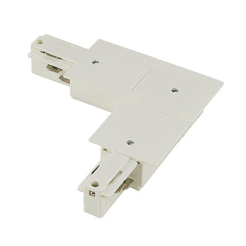 Eutrac L-Connector for 3-Phase mounting Track, White, grounding inboard