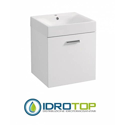 Ceramic Basin 50 x 45 in with Mobile A 1 DOOR DX, Sink, Drain, Overflow and Fixings for Siphon White colavene