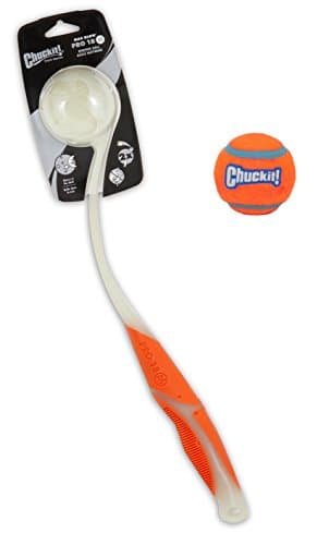 Chuckit! Max Glow Pro 18 Ball Launcher (Random Colour) with Max Glow Ball Medium (6.5 cm) and Chuck-It Tennis Ball - Bundle (2 items)
