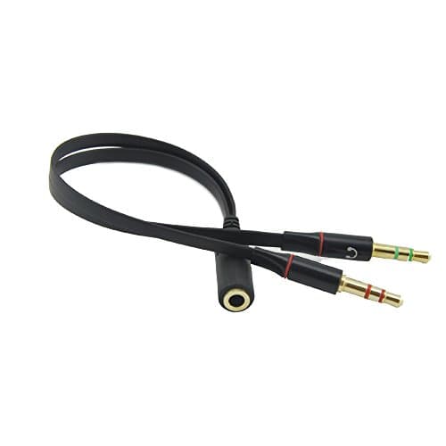 SamWay 2PCS Black Headset Buddy Adapter:Smartphone Headset to PC Adapter - Use a 3.5mm iPhone/Smartphone Headset With Your PC, Converts 3.5mm Plug to Dual Mic/Audio 3.5mm, for Skype/VOIP; 1 to 2 Audio Splitter Cable Adapter