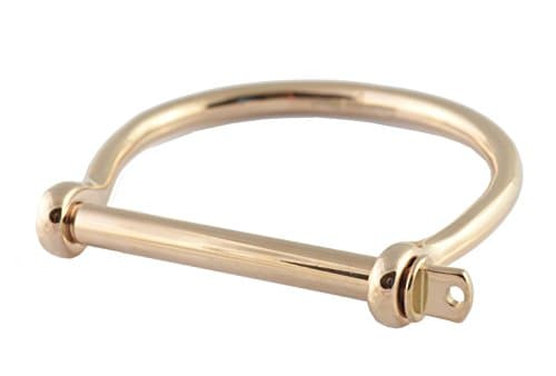Flyingeagle Trade Bar Screw Cuff D Shape Shackle Bangle Stainless Steel Unisex/Women (Rose Gold)