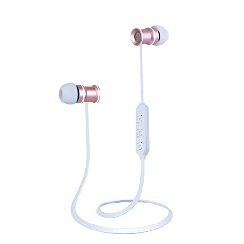 EC Technology Bluetooth 4.1 Headphone Sports Headset Wireless Bluetooth Headphones with Microphone &amp; Stereo with Magnet Attraction for Running, Workout, Gym - Rose Gold