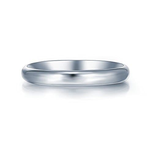 3mm D-Shape Heavy Silver Wedding Band Ring In Sizes Complete With Gift Ring Box