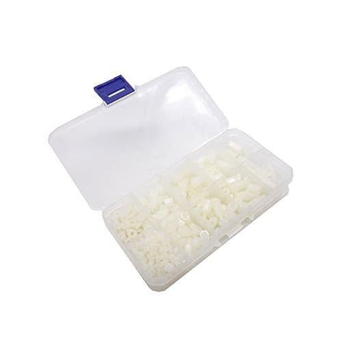 300pcs M3 Nylon Hex Spacers Screw Nut Stand-off Plastic Accessories Assortment Kit (White)