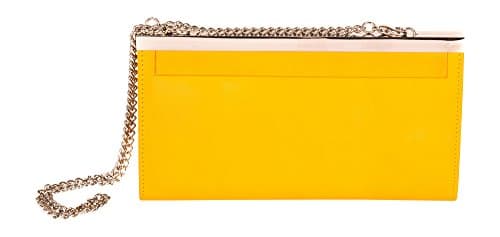Chain leather wallet clutch (Yellow)
