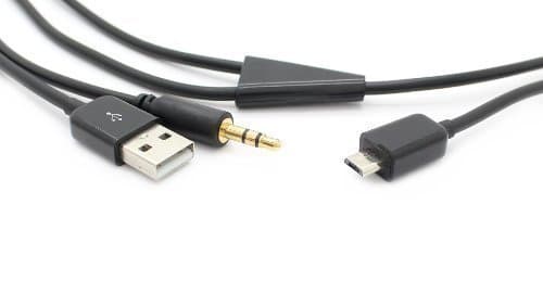 (Black) Micro USB to USB with 3.5mm audio for Samsung Car AUX Out Cable