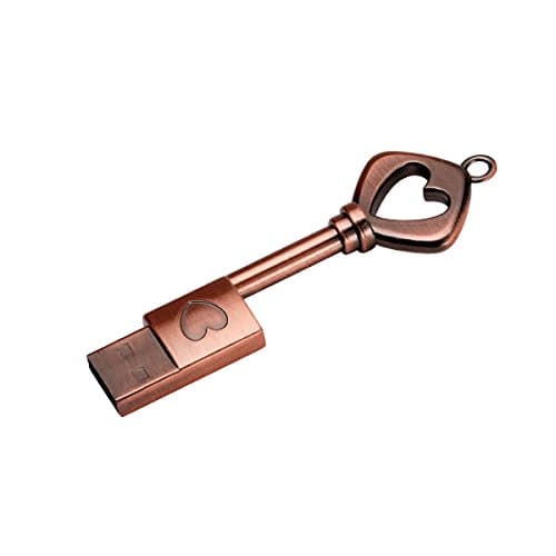 HOFOUND USB 3.0 32GB Memory Stick USB Flash Drive Cute &amp; Novelty Gift - Metal Heart Key