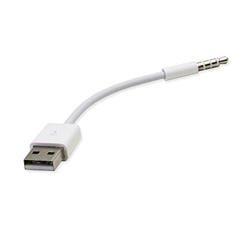 MYCS USB Charger Data sync cable lead for Apple 3rd 4th 5th Gen iPod shuffle - White