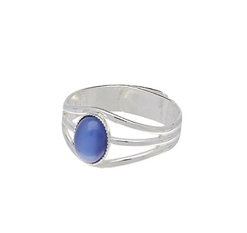 Handmade Celtic 3 Band Blue Moonstone Pewter Ring (Adjustable)