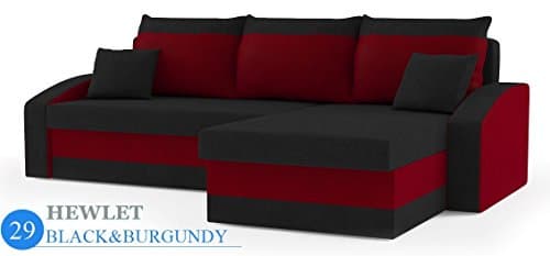 Corner Sofa Bed Hewlet black&amp;burgundy