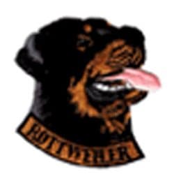 Embroidered Iron On / Sew On Patch Rottweiler, head with text