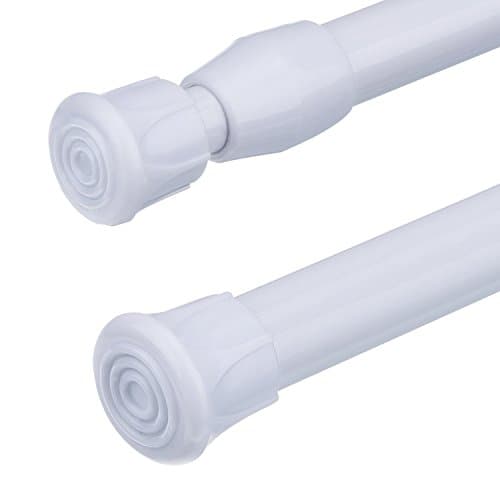 2 x Pack Bathroom Drapes Rod Carbon Steel Adjustable Spring Tension (28.3-47" white)