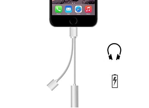New Iphone 7 Audio Lightning Split Adapter - Available for IOS 10.3 and above - Music and Charge At The Same Time - 3.5 mm Audio Aux Jack Port Lightening Connection Syncronisations...