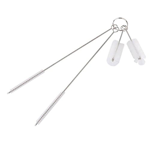 Jimmkey 4 Pcs/2 Pcs Multi-Functional Tools Brush Spray Brush Kettle Bottles Test Tube Kitchen Decontamination Brush,Kettle Spout Brush Teapot Nozzle Brush Set Bottle Tube Brush Pipe Cleaner Glasses Straw Cleaning Brush (White B, 1CM/ 2CM /1.6CM /2.3-1.3CM)