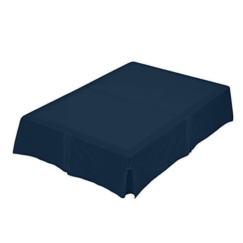 Luxury Plain Dyed Base Valance Sheet Box Pleated Poly-Cotton Bed Sheet by MAS International Ltd (Navy, Double)