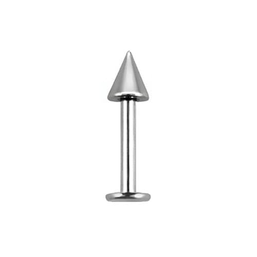 Stainless Steel 16g (1.2mm) Labret Stud With Threaded Cone/Spike, 6mm Length with by SHOKK