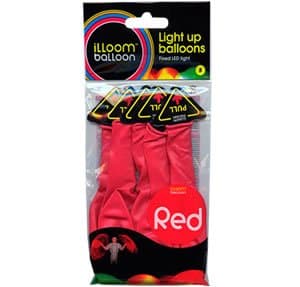 balloons - light up - red - pk 5.