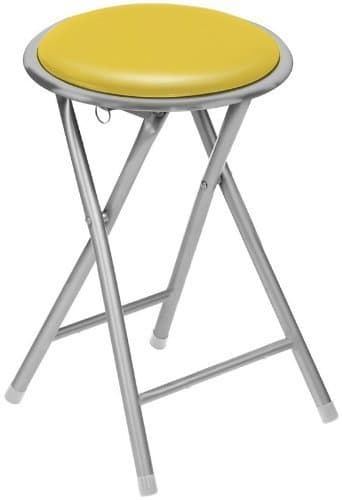 Round Seat Folding Stool Flodable Breakfast Chair Stools With Silver Frame / Legs (Yellow)