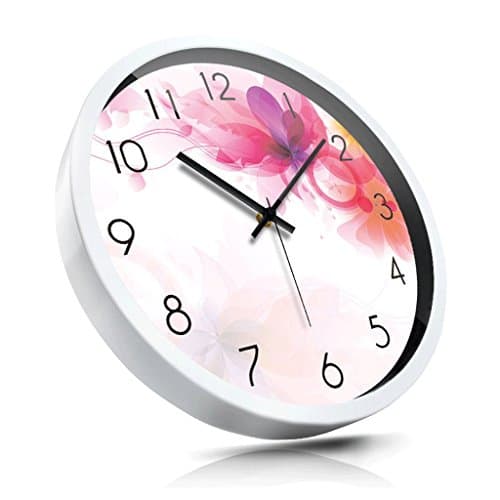 Radio Controlled Wall Clock Wall Clock Red Color Ink Clock Metal White ( Size : 14IN )