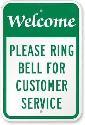 Welcome, Please Ring Bell For Customer Service Label, 10 x 7 by MyDoorSign