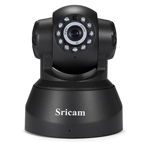 SRICAM WIFI IP PTZ Camera - SP012 1 MP Wireless Security Baby Pet Monitor, Day/Night Vision, Smart Setup APP Control, Motion Detection Recording （Black）