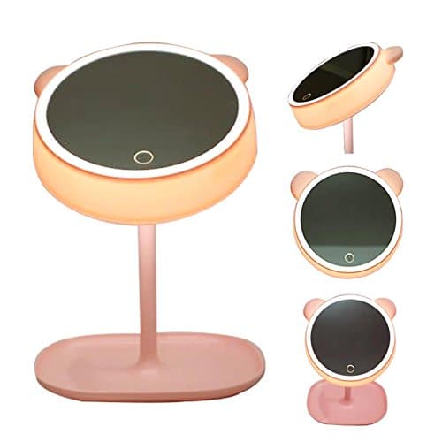 Makeup Mirror With Lights, LED Lighted Cosmetic Mirror with LED Lights Desk Standing Portable, USB Charging, Countertop Cosmetic Mirror , LED Touch Bedside Lamp