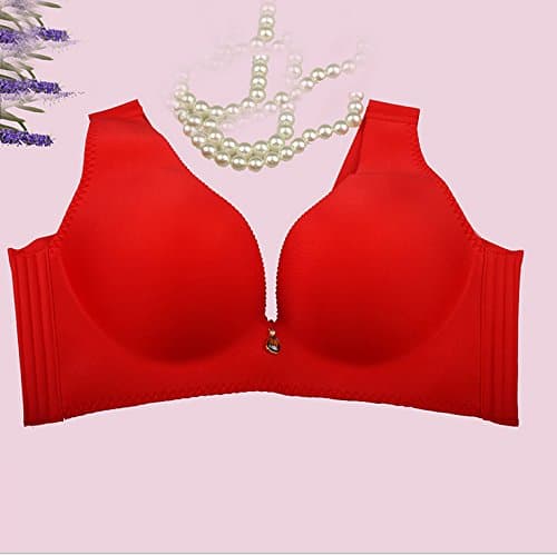 ZHUDJ Ms. Deep V Bra Us Back A Steel Ring Bra No Marks On The Side Of The Secondary Pump Adjustment Type Gathered Together A Small Chest Thick Big Red Cursor Code 75/34C