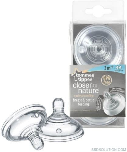 Medium flow 2 packs Easivent teats from Tommee Tippee age 3m+ bpa free (x4)