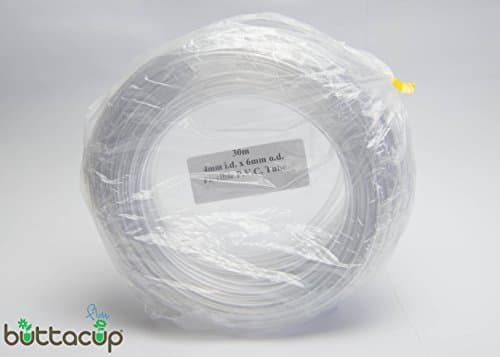by Buttacup, 4mm internal diameter (6mm external diameter) clear flexible irrigation pipe hose (30 metres)