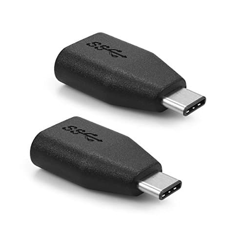 [2 in 1 Pack] GooQee USB 3.1 type C to USB 3.0 A Female Mini Adapter Reversible Converter, OTG Support, Data Syncing and Charging for New Macbook, Google Nexus 5X 6P and More(USB C to USB 3.0 Black)
