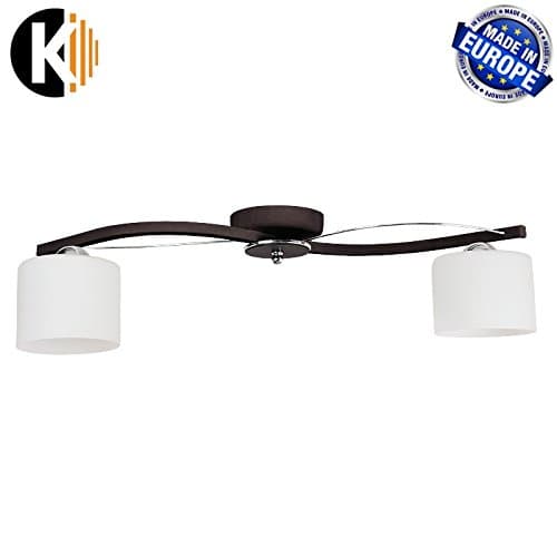 Kwazar Colin Ceiling Light 2 Bulb, E27, Dark Brown, Diameter Approx. 54 cm, Steel – Glass