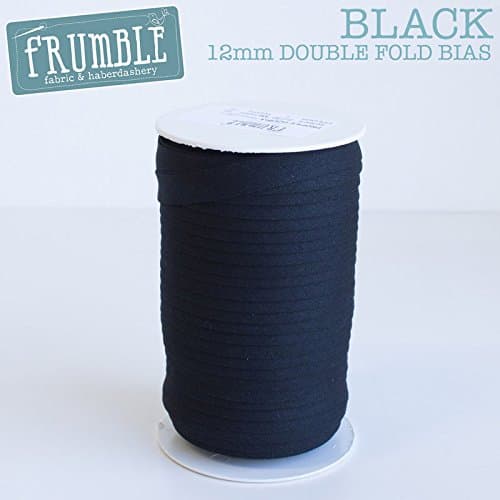12mm Black Double Fold Bias 5m Roll - 12mm Double Fold Bias Bias Binding Bunting Tape Sewing Trim Sewing Edging