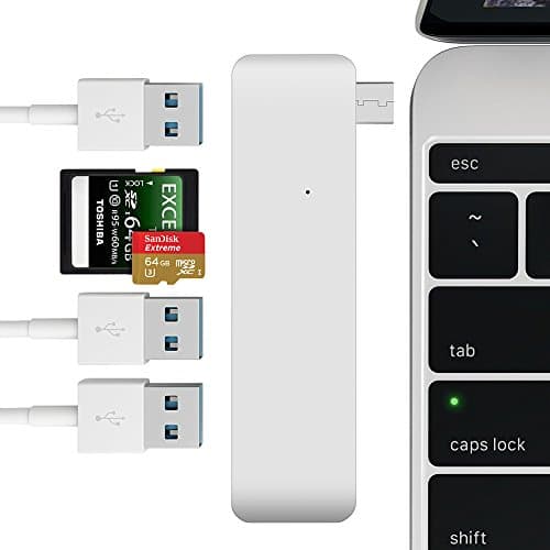 5 in 1 MacBook USB-C Hub,Cymall Type C Combo Hub Adapter Universal USB Type-C With 2 Card Readers and 3 USB 3.0 Port For Macbook Pro 2016/2017(Silver)