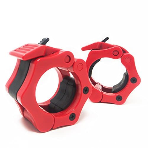 VST Quick Release Barbell Clamp Olympic Barbell Clamp (Pair) Locking Collar For Weightlifting Training - Great for Pro Crossfit Strong Lifts (Red)