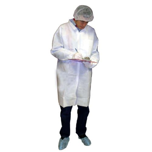 Enviroguard MicroGuard CE Lab Coat, Disposable, Tunnelized Wrists, White, Medium (Case of 50)