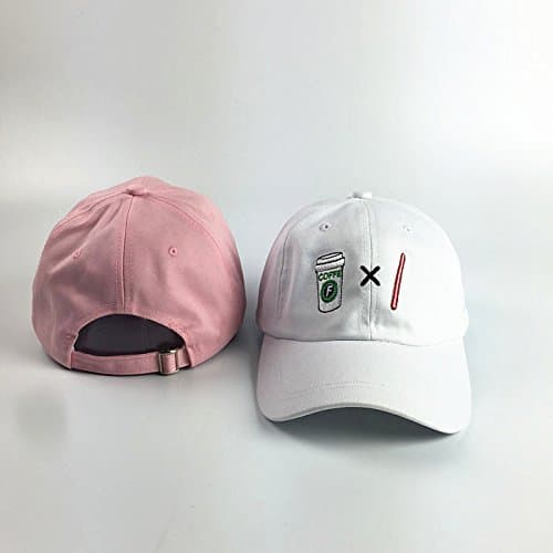Cap spring summer cute curvaceous hat embroidery cap baseball cap men and women, adjustable, white pipette