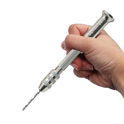 Internet Mini Micro Aluminum Hand Drill With Keyless Chuck +10pc Twist Drill Bit Rotary (0.3-2.8mm, silver)