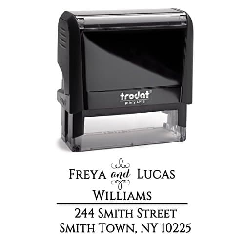Personalized Self Inking Stamp - Return Address Stamp Customized - Custom Rubber Stamp - Housewarming Gift - Wedding Address Labels - Large 3 Lines - Family Last Name Customized Stamp