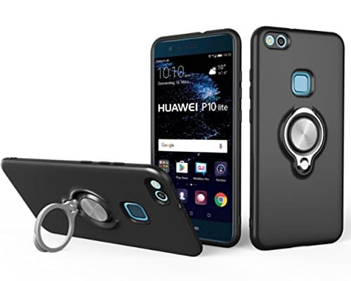 iPhone X Case, New Design 360 Degree Rotating Ring Holder Grip Case Dual Layer Protective Case for iPhone X , Black (black)