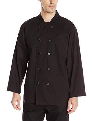 Chef Code Men's Classic 100% Premium Cotton Long Sleeve Coat, Black, X-Large