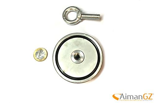 1 superiman with Hook, 75 mm Diameter x 28 mm Thick – 200 kg pull for Fishing with Magnets