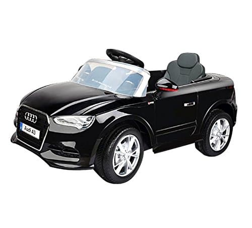 Audi A3 12v Ride On Car - Officially Licensed - Working Front And Rear Lights - Parental Remote Control Included (Black)