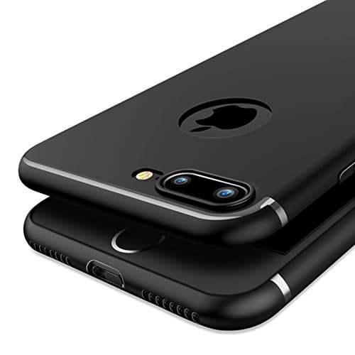 iPhone 6 Plus / 6s Plus Case, OneWiseMac™ [SeamLess Series] Ultra Thin [0.6mm] Phone Cover Designer Slim Light TPU Soft Skin Grip Silicone Case for iPhone 6 Plus and iPhone 6s Plus with FREE Screen Protector (Black with Logo Hole)