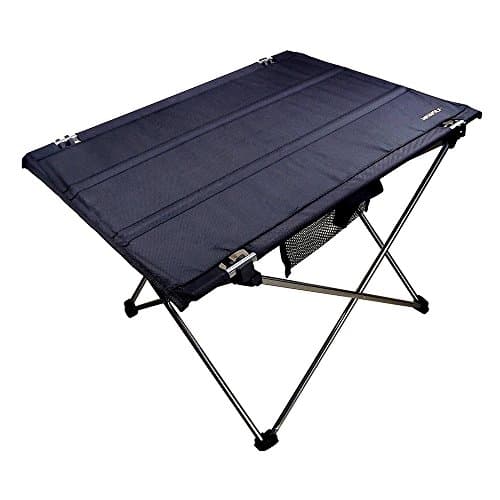 Escomdp Portable, Folding and Lightweight Table, Aluminum Frame for Camping, Patio Party, Picnic, BBQ Table with Carry Bag-Black(56*42*38 cm)