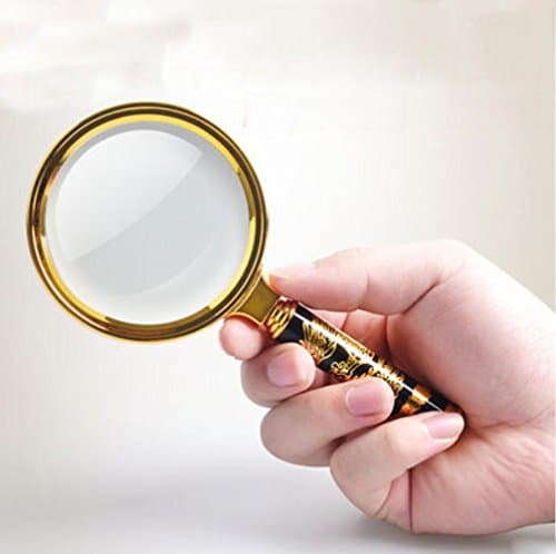 Large plastic gold-plated long handle, mirror Magnifier reading service for the elderly identification HD handheld magnifying glass 10 times portable