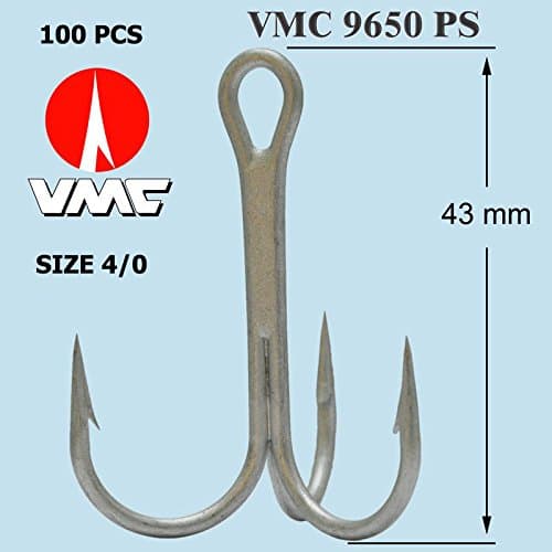 VMC Treble Hooks Pattern 9650PS Size 4/0 Perma Flying C's Pike Rapala Lures 100pcs