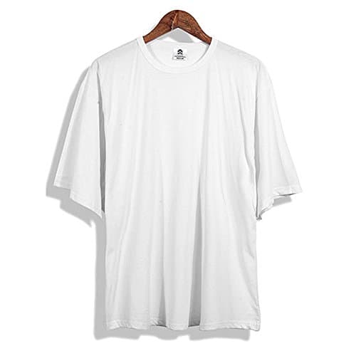 Men's Basic Oversize Off-Shoulder Short Sleeve T-Shirt (Medium, WHITE)